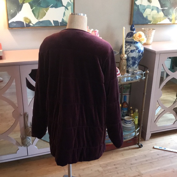 Who What Wear Small Purple Velvet Quilted Zip Up Long Bomber Jacket Coat in EUC - Picture 14 of 14